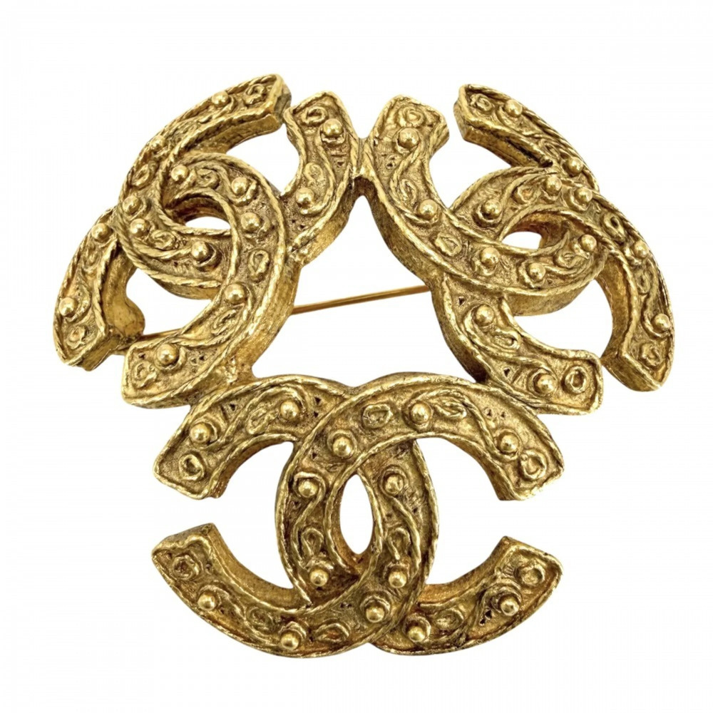 CHANEL Vintage Gold Logo Brooch